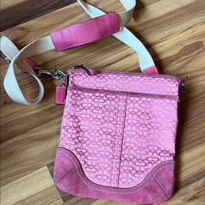 Coach Pink and White Crossbody Bag